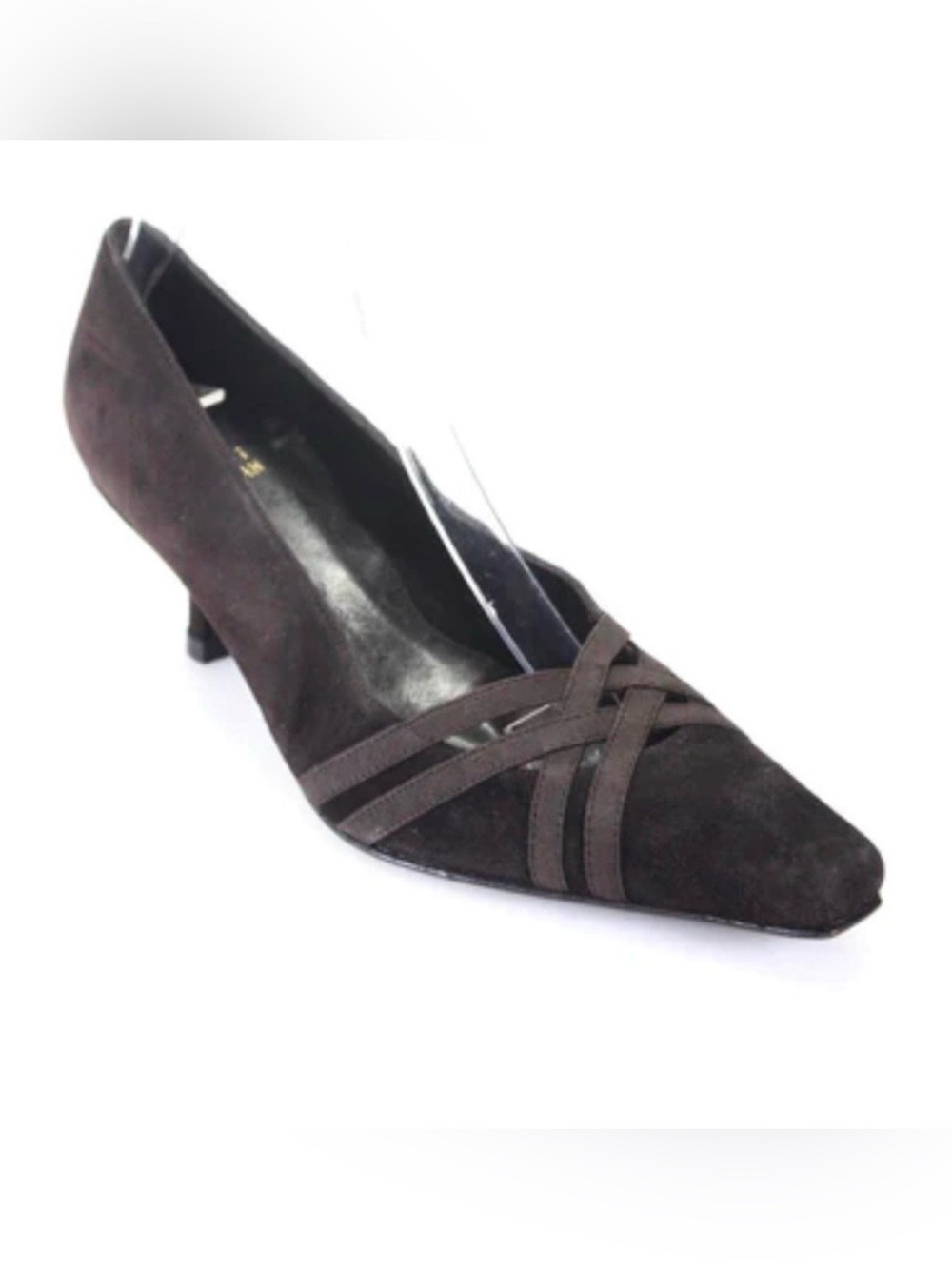 Stuart Weitzman chocolate suede designer pointed toe kitten heels size 6